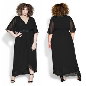 City Chic Sequin Demi Maxi Dress Black